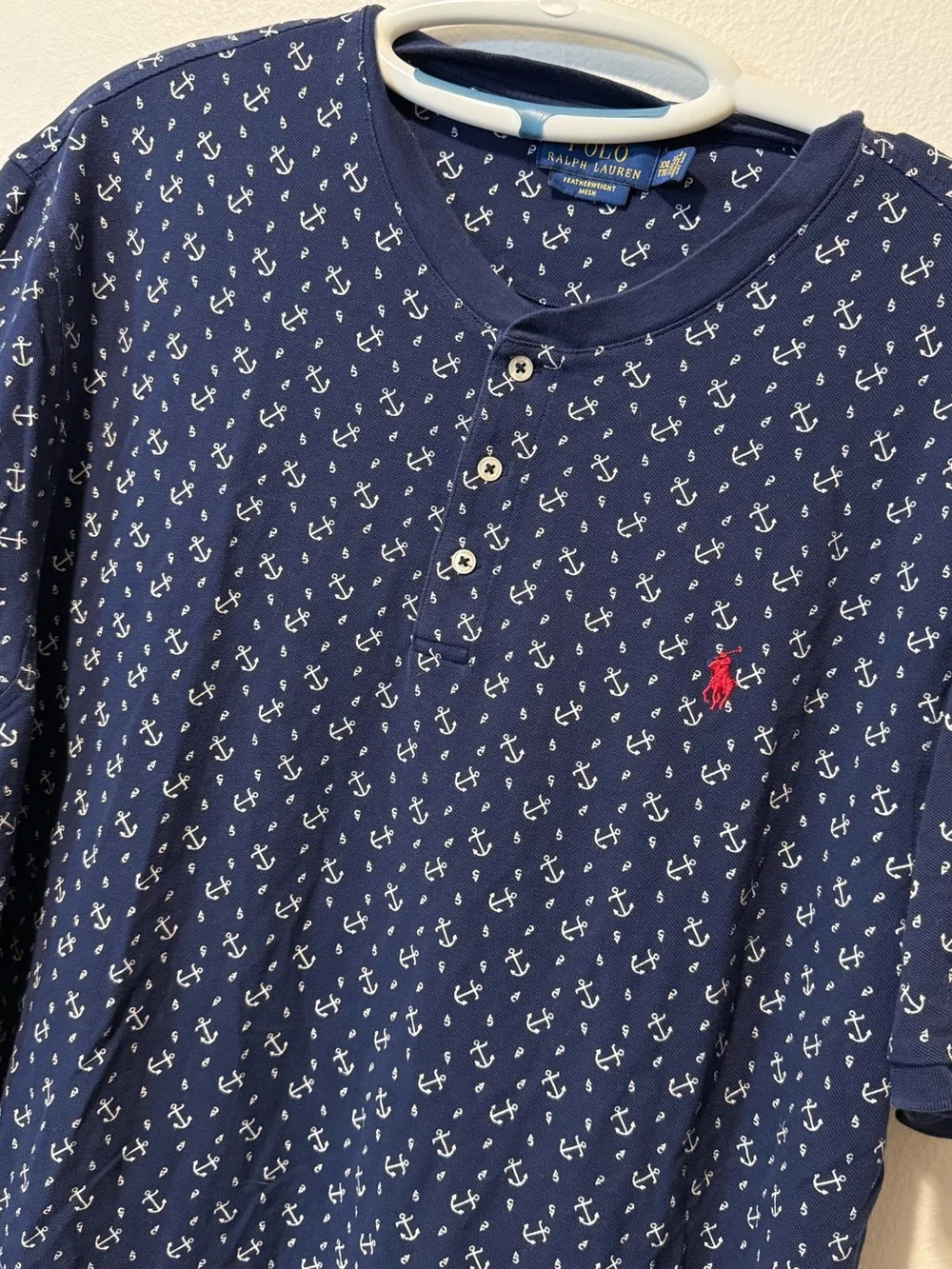 Polo by Ralph Lauren Men’s Navy Henley White Anchor Print and Red Polo‎ Pony XXL